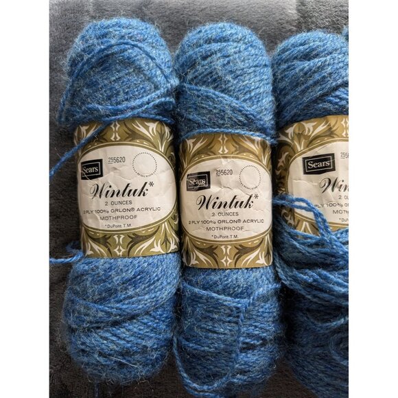 Sears Wintuk DuPont Acrylic 2 Ply Yarn Lot of 7 Skeins - 94 Blue/Green - Picture 2 of 5